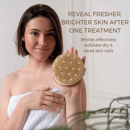 Dry Brushing Body Brush Set - Get Rid of Dry Skin and Achieve Healthy, Beautiful Skin Naturally - Massaging Body Brush & Long Handle Back Brush+Face Brush-Bundle