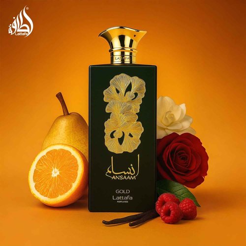 Lattafa Pride Ansaam Gold – Fruity, Floral, Sweet, Musky – Eau de Parfum Spray Long-Lasting Fragrance for Unisex, 3.4 Ounce / 100 ml