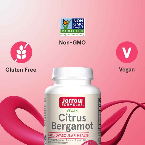 Jarrow Formulas Citrus Bergamot 500 mg - 60 Servings (Veggie Caps) - Antioxidant Support for Cardiovascular & Metabolic Health - Dietary Supplement - Gluten Free - Use QH-Absorb