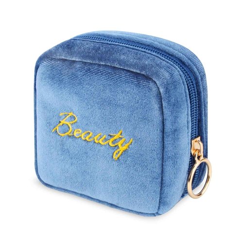SIDESUGAR Small Makeup Bag Mini Pouch Portable Mini Make Up Bag for Purse Extra Small Makeup Bag Lipstick Holder for Women and Girls(Blue)