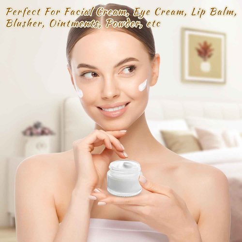 12 Pcs 60g/2oz Glass Cosmetic Jars Refillable Cream Bottle Containers Empty Sample Vials Jar with Rose Gold Lid for Eye Cream Lotion Ointments Lip Balm Scrub - Clear