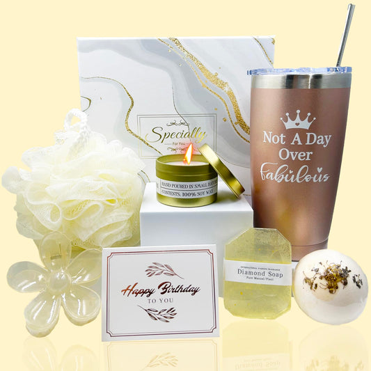 Birthday Gifts for Women Relaxing Spa Gift Basket Set for Her, Birthday Gifts for Mom Grandma Sisters Friends Female Wife Girlfriend Daughter Aunt, Birthday Gifts for Women Who Have Everything Gold