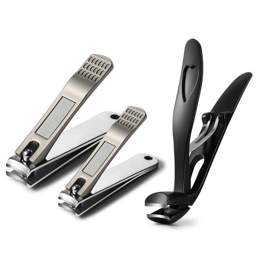 BEZOX Fingernail Clippers and Toenail Clipper for Seniors - Black+Gray