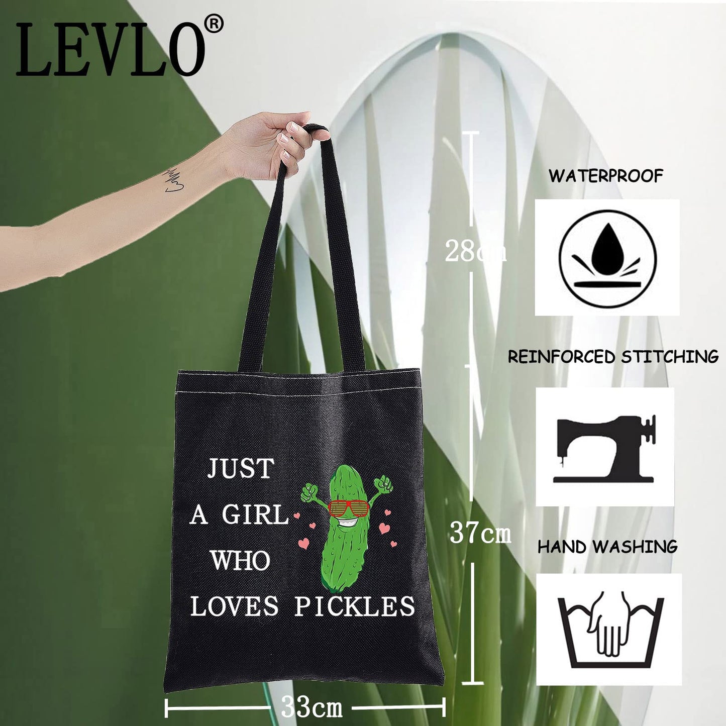 LEVLO Funny Pickle Cosmetic Bag Pickle Food Costume Party Gift Just A Girl Who Loves Pickles Makeup Zipper Pouch Bag Pickle Lover Gift (Loves Pickles BT)