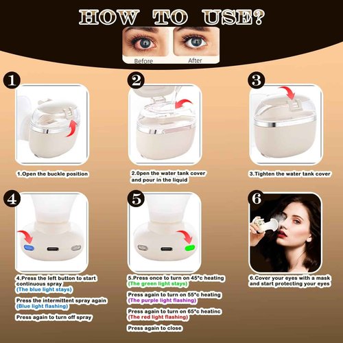 Johncase Heated Eye Sprayer for Dry Eyes Relief Mist Steamer Portable Warm Compress Eyes Mister for Eyelid,Eye Skin SPA Eye Steam Relief Dry Eyes and Stye Mini Eye Drops Tool