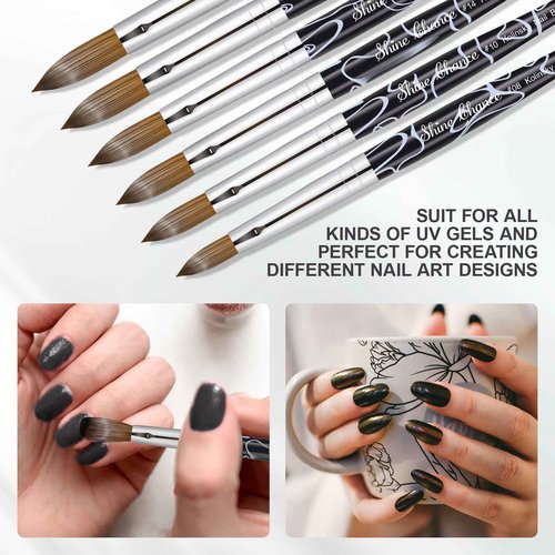 Acrylic Nail Art Brush Size 18, 100% Pure Kolinsky Hair Oval Nail Brush for Acrylic Application, Professional Nail Extension Manicure Tool Striping Nail Drawing Pen for DIY Home Salon