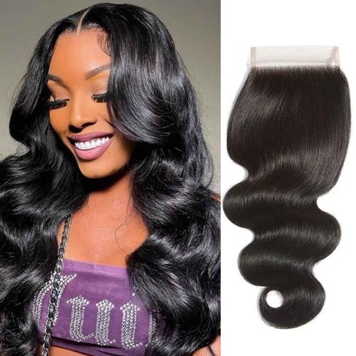 Smoothair 4x4 Lace Closure Body Wave Lace Front Human Hair 18 Inch Ear to Ear HD Frontal Closures Human Hair Extensions for Black Women Free Part 150% Density Natural Black Color