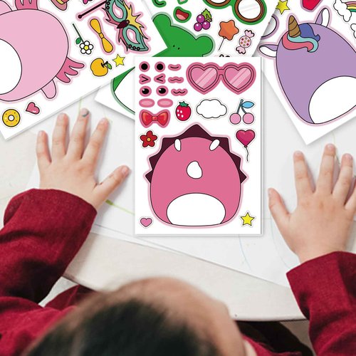 18Pcs Cartoon Make a Face Stickers,Mixed and Matched with 6 Designs Characters Stickers for Birthday Party Decoration,Party Favors.