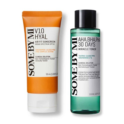 SOME BY MI V10 Hyal Air Fit Sunscreen & AHA BHA PHA 30 Days Miracle Toner