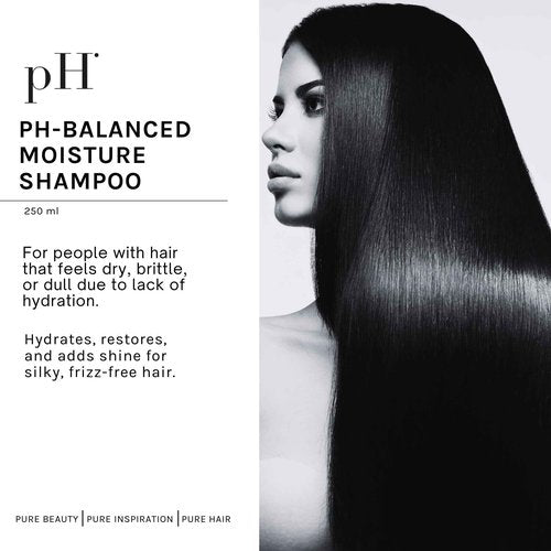 pH PURE HAIR Deep Moisture Shampoo - Sulfate-Free, Hydrating pH Balanced Shampoo for Dry, Damaged & Color-Treated Hair with Kokum Butter & Rose Extract - 8.45 oz