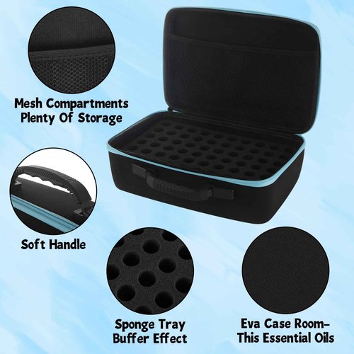 STARVAST 120 Bottle EVA Essential Oil Storage Holder Organizer Carrying Case, Hard Shell Essential Oil Bag with Foam Insert and Carrying Handle Holds 5-15ml Bottles