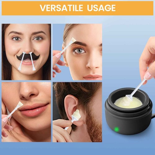 Nose Hair Wax Kit for Men, Nose Wax Removal with 100 g Wax, 40 Applicators, 15-20 Times, Ear Nasal Hair Waxing For Men and Women, Usb Rapid Heating, Constant Temperature, Painless, Black