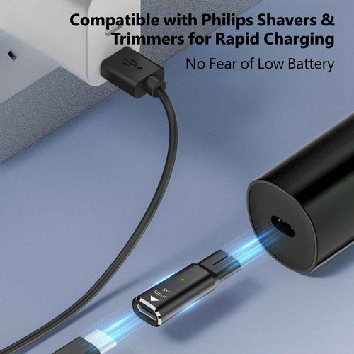 4.3V 5V 8V 15V Type-C Type-C Shaver Adapter Charging Converter, Suitable for Philips Norelco 7700/7500/7400 3500/5300 Series, OneBlade QP6520 QP6530 QP6510， Equipped with a Charging Data Cable (15V)