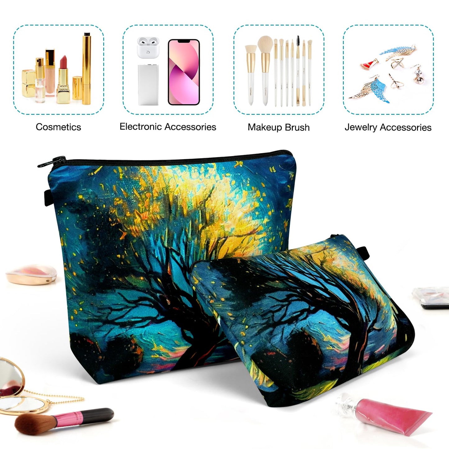 Noozion Large Makeup Bag Cosmetic Bag for Women Travel Bags Makeup Pouch for toiletries Water Resistant Girls Gift