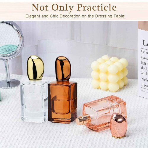 Yebeauty Perfume Bottles Empty, 3pcs 50ml Glass Perfume Bottles Refillable Fine Mist Spray for Perfume Cologne, Clear Amber Pink