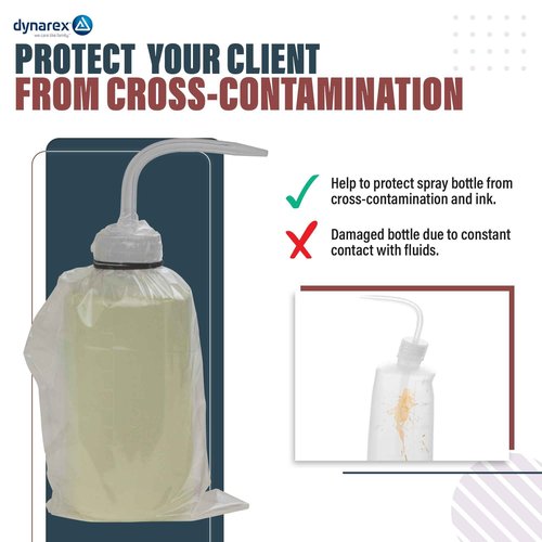 Dynarex Wash Bottle Bags - Disposable Sleeve Covers for Tattoo Squeeze Bottle - Sterile Pouches for Full Coverage - Large Size, Box of 500