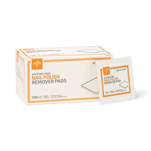 Medline Individual Nail Polish Remover Pads, Acetone Free, Perfect for Travel and Home Use, Case of 1000