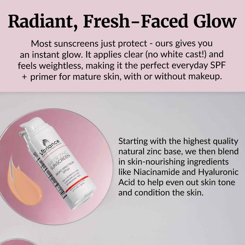 Vibriance Sheer Zinc Sunscreen - Tinted Sunscreen for Face SPF 50, Lightweight Facial Moisturizer with Niacinamide, Hyaluronic Acid - 1.7 fl oz