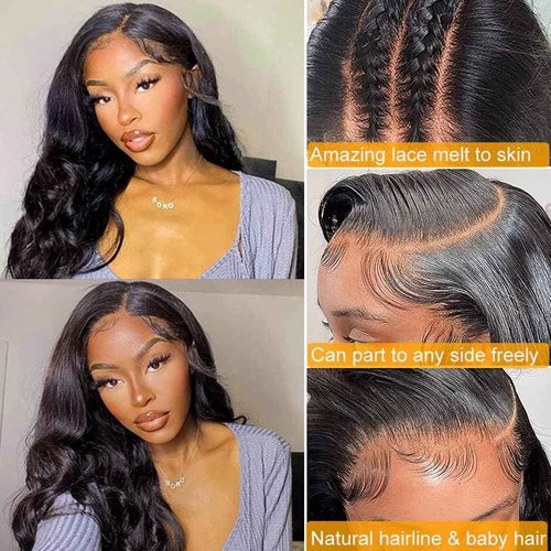 QTHAIR 16A Body Wave 5x5 Transparent Lace Closure 16inch 5x5 Lace Closure 16inch Human Hair Pre Plucked with Baby Hair Lace Closure Natural Black Color for Black Women