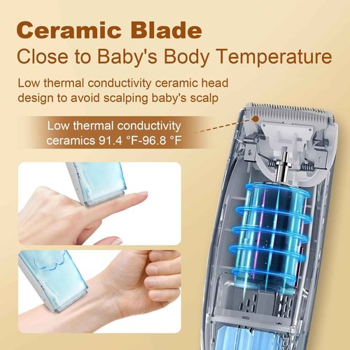 Rabbitcozy Vacuum Baby Hair Clippers,Silent Clippers for Kids,Cordless Baby Hair Trimmer,Waterproof Baby Hair Cutting Kit for Fine/Curly Hair,Infant Toddler Hair Clippers Auto Suck Snipped Hair