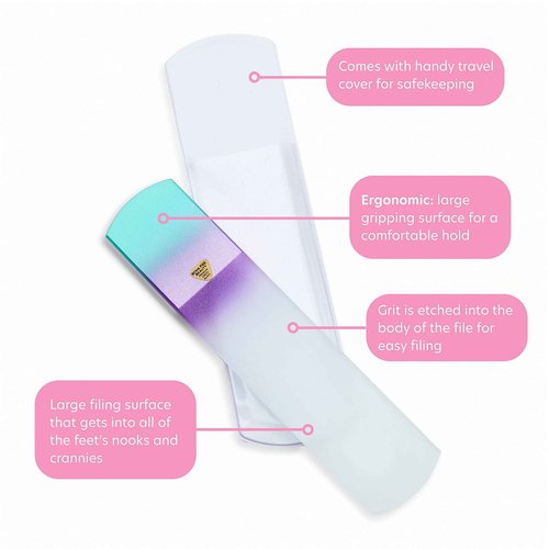BONA FIDE BEAUTY Czech Ergonomic Glass Nail Files for Natural Nails Set and Glass Foot File Bundle