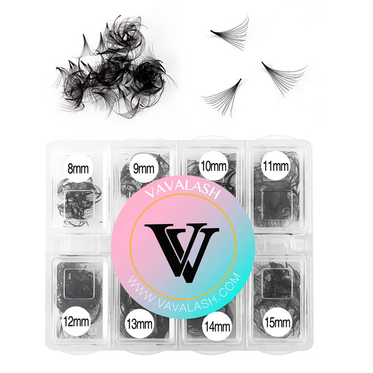 VAVALASH 600 Fans Premade Fans Eyelash Extensions 5D 6D 7D 8D 10D 12D 14D 16D 24D Premade Lash Fans 8-15mm Mixed Length Promade Loose Fans Thin Base Premade Volume Lash Extension(12D-0.07-D-8-15mm)