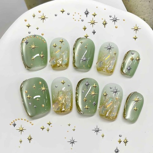 3400Pcs Gold and Silver Star Pearls Gold Nail Charms, Nail Gems Supplies Accessories, Beautiful Star Nail Charms Gold Charms for Nails, Cute Nail Charms for Exquisite and Shiny Manicure Supplies