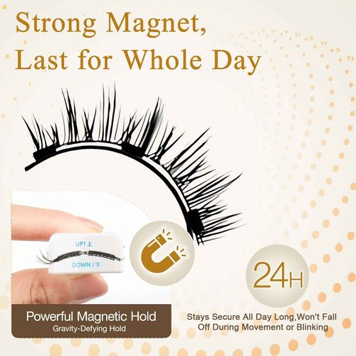 Hunnyfit Magnetic Lashes, Magnetic Eyelashes with applicator Natural Look,Reusable No Glue or Liner Needed Eyelashes Kit for Daily Use(Natural+Simple)