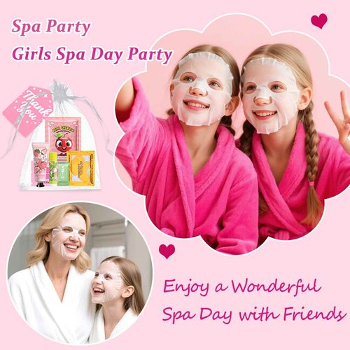 90 PCS Spa Party Supplies for Girls, Sleepover Spa Party Favors Gift Set Include Face Masks Skincare, Hand Cream, Lip Balm, Eye Mask, Lip Mask ,Organza Bags, Girls Slumber Birthday Spa Party Supplies