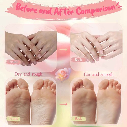 2 Pairs Paraffin Wax Gloves & Socks Set for Hands Feet - Autumn Winter Intensive Moisturizing Therapy, at-Home Spa Skin Healing & Softening Mask, Rose Scented, Dry Cracked Skin Care