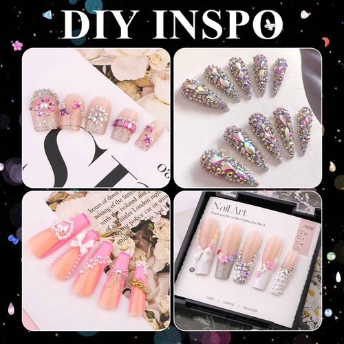 8 Boxes Nail Charms and Gems for Manicure, Flat Pearls Nail Flowers Nail Rhinestones and Charms for Nail Art, Colorful Pearl Nail Charm Nail Bows Multi Shapes Flatback Nail Design Kit Nail Accessories