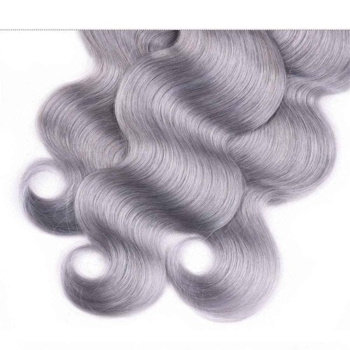 Hailookmey Human Hair Bundles 2 Tone Black To Grey Color T1B Grey Body Wave Brazilian Unprocessed Virgin Human Hair Quick Weave Extensions (12 14 16 Inch T1B/Grey Body Wave)