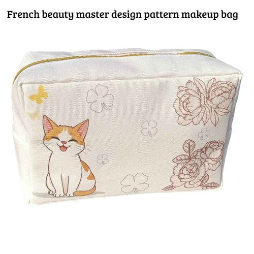 YOOFUN Makeup Bags for Purse Zipper Cat Cosmetic Pouch Large Travel Canvas Make Up Organizer Tool Pouch for Women,Girls,Men