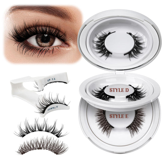 QUEWEL Magnetic Eyelashes Natural Look, 1 Pair Reusable Magnetic Eyelashes with Applicator, No Glue Needed Manga Eyelashes Magnetic Lashes Kit, Easy to Wear and Remove(Magnetic Lashes-D)