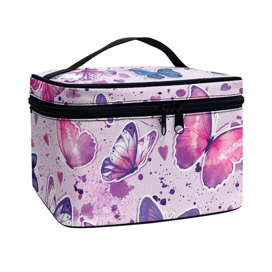 doginthehole Butterfly Makeup Bag for Teen Girls Portable Cosmetic Bag Large Capacity Toiletry Bag Makeup Organizer Bag with Top Handle Travel Accessories