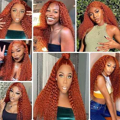 Ginger Orange Curly Human Hair Bundles Color 350 Human Hair Bundles Ginger Kinky Curly Bundles Double Weft Brazilian Remy Hair Wet and Wavy Bundles Silky and Soft for Black Women 10 10 10 Inch