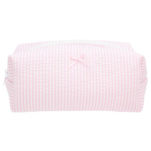 Cozy Makeup Bag Travel Cosmetic Bag for Women Soft Toiletry Bag Aesthetic Makeup Organizer Portable Large Zipper Pouch for Skincare Beauty Accessories Brushes Stripe Pink