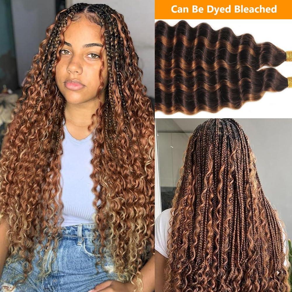 QTHAIR Deep Wave Bulk Human Hair For Braiding No Weft (24"#1 Jet Black) 16A 100% Unprocessed Brazilian Deep Wave Human Hair Virgin Hair Extensions Two Bundles Micro Braiding