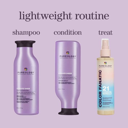 Pureology Hydrate Sheer Shampoo - Lightweight, Moisturizing Shampoo For Fine, Dry, Color Treated Hair, Sulfate-Free & Vegan