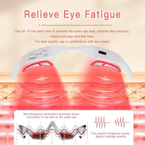 HGHJHVJ Red Light Therapy Eyelift Device, Under Eye Red Light Therapy Massager with Microcurrent, Under Eyes Glasses Treatment Eye Bags Dark Circles Puffiness Wrinkles Fine Lines