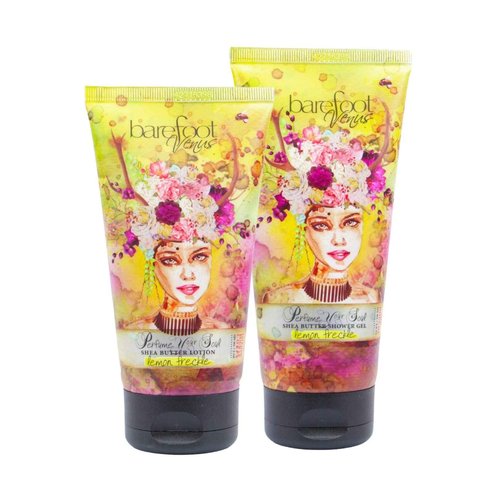 Barefoot Venus Moisturizing Shea Butter Shower Gel & Body Lotion Set (Lemon Freckle)