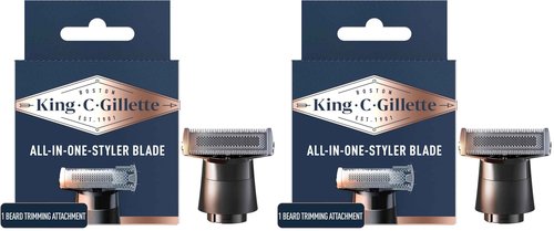 King C. Gillette All-in-One Styler Beard Trimmer Razor Refill with 4-Directional Metal Razor Blades, 1 Cartridge (Pack of 2)
