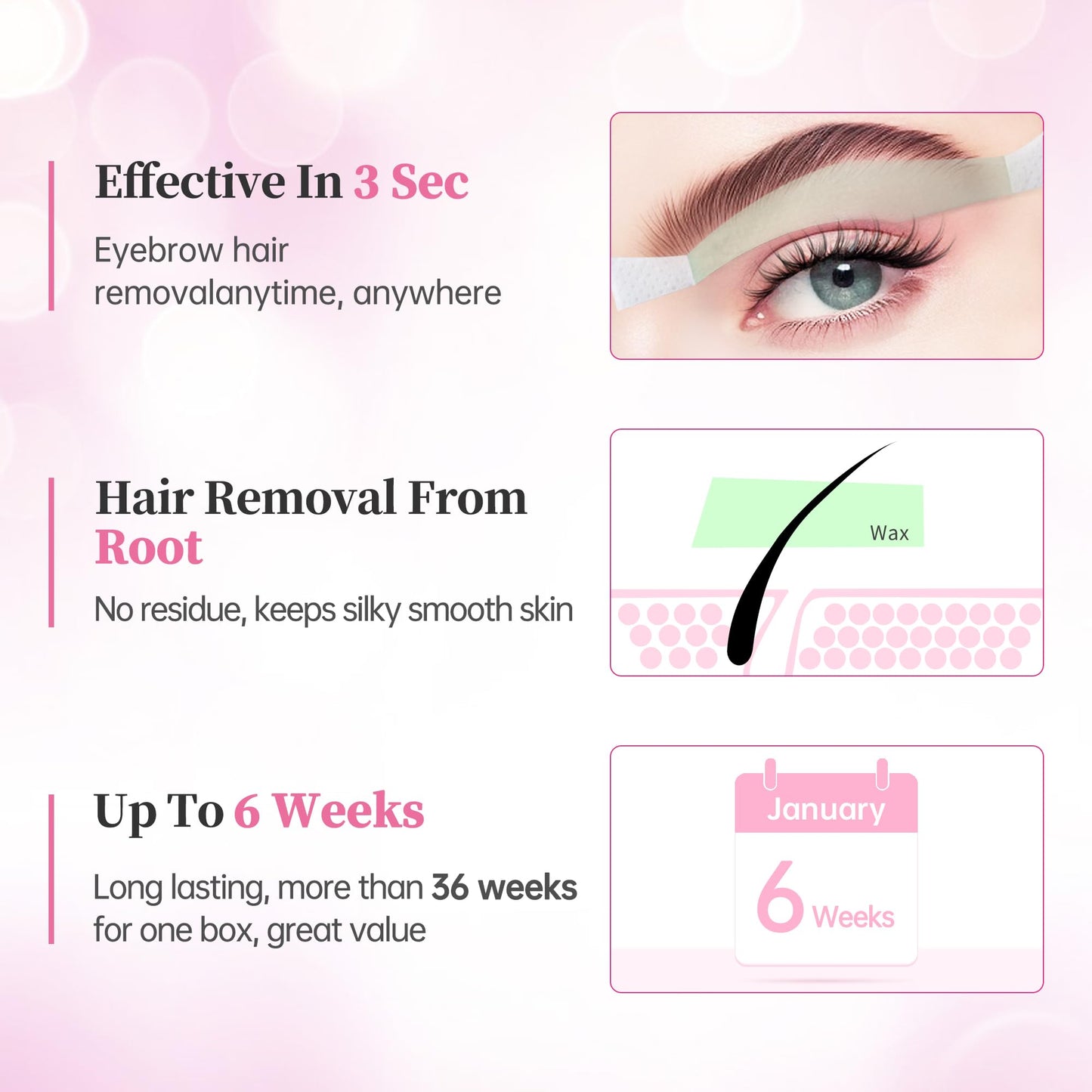 Beauty7 Facial Wax Strips Hair Removal Eyebrow Wax Strips Kit Fit Wax Strips Eyebrow Shaper at Home Waxing 24 Strips 4 Calming Oil Wipes for Sensitive All Skin Types for Women