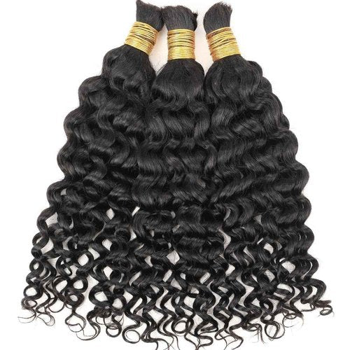 Human Braiding Hair for Boho Braids 20inch Water Wave Bulk Human Hair Extensions for Braiding No Weft Brazilian Virgin Curly Deep Wave Loose Deep Wave Bulk Wet and Wavy 1 Bundle 100g Natural Black
