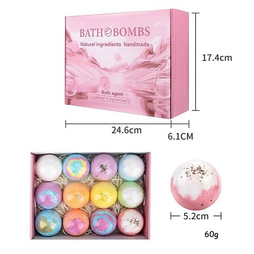 Natural Handmade Bath Bombs Salt Balls Gift Set, 12 PCS with Sea Salt & Shea Butter, Moisturizing Dry Skin, Stress Relief, Bubble Bath, Perfect Care Relaxing Spa Gifts for Women, Men & Kids