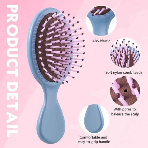 56 Pcs Mini Wet Hair Brush Hair Combs Set 28 Small Pocket Travel Detangler Brush 28 Colorful Combs Toddler Mini Detangling Brushes Soft Bristles for Women Baby Girls Kids(Classic Color)