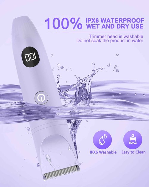 Bikini Trimmer for Women, Electric Razor for Pubic Hair 3-in-1, Bikini Shaver for Legs Body Hair, Womens Electric Razor IPX6 Waterproof, Gifts for Women,Purple