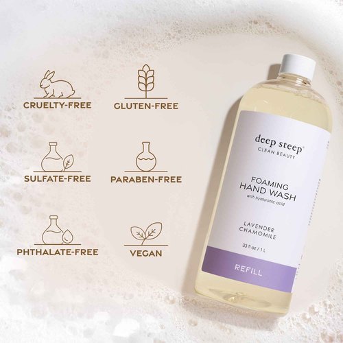 Deep Steep Foaming Hand Wash, Grapefruit Bergamot Refill, 33oz, Gentle Cleanser with Aloe, Argan Oil, Shea Butter & Hyaluronic Acid – Vegan, Clean Beauty, Soft & Hydrated Hands