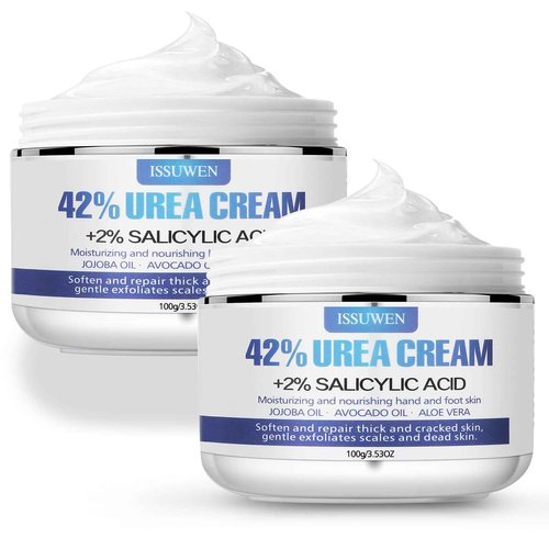 7.06OZ / 2 Pack Urea Cream 42% Plus Salicylic Acid 2%, Urea Foot Cream for Foot Care Cracked Heel Treatment Knees Elbows Hands Repair Treatment, Feet Moisturizer Corn Callus Dead Skin Deep Moisturizes