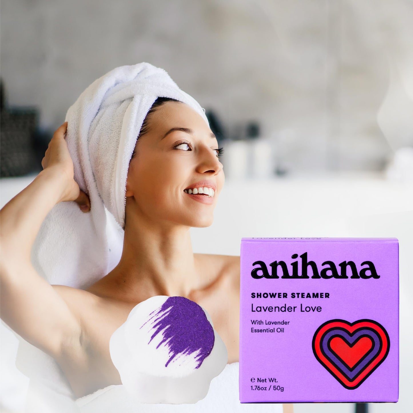 ANIHANA Shower Steamers 4 Pack with Lavender Essential Oil Paraben Free Cruelty Free Refreshing Lavender Love Scent 1.76 oz each